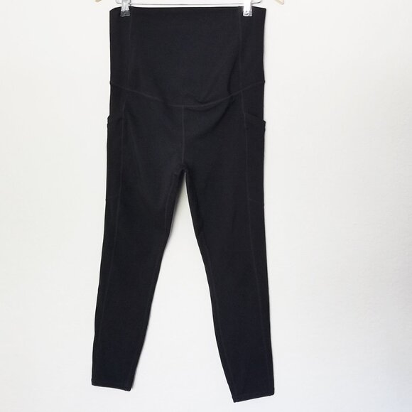Fabletics Maternity High-Waisted PureLuxe 7/8 Legging Black Medium Comfort $95 - Picture 4 of 12